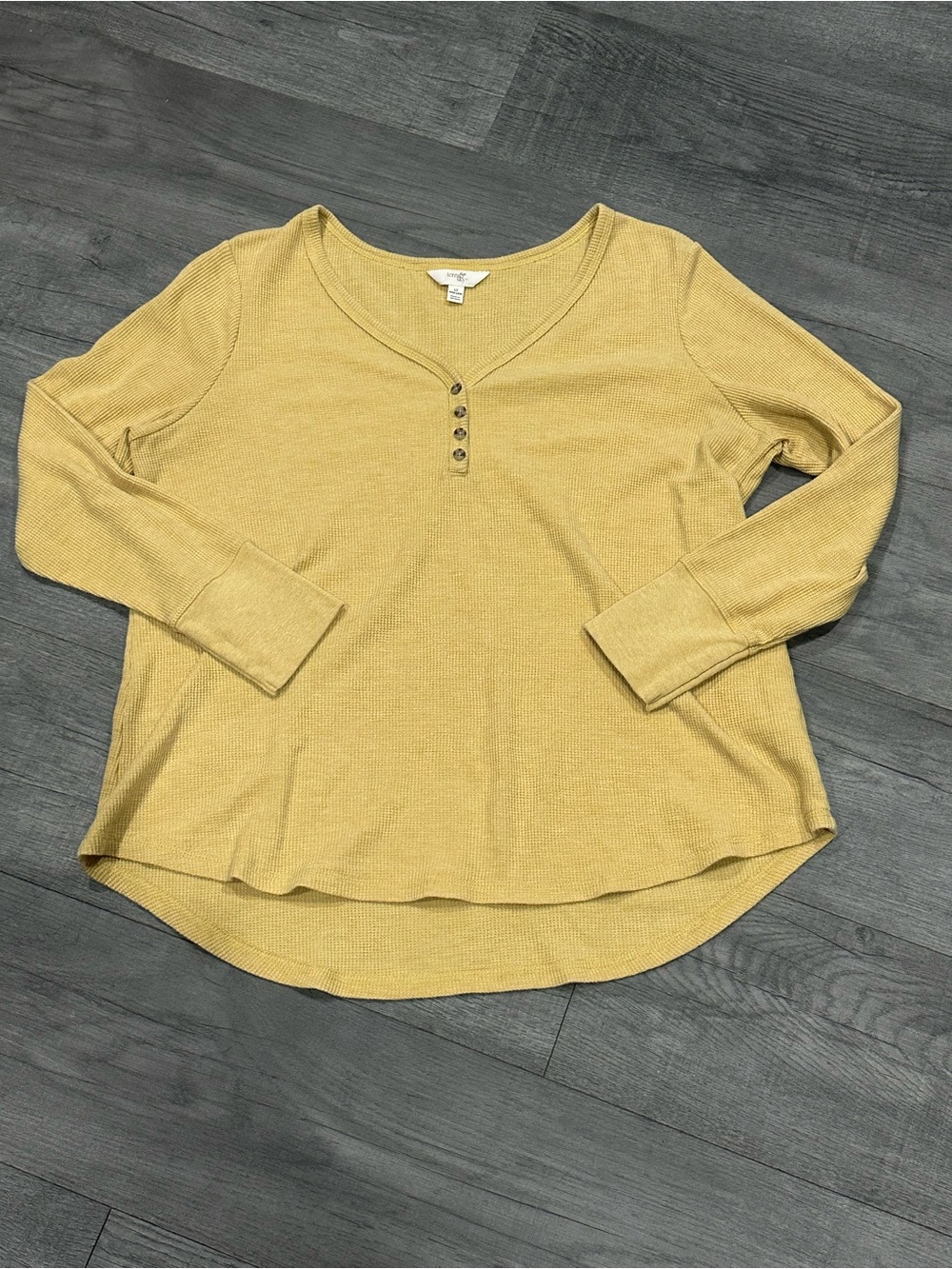 Womens Terra & Sky long sleeve waffle Henley shirt size 1X
